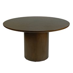 Coral 54 in. W Round Wood Pedestal Dining Table, Walnut