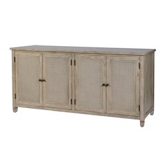 Flagstaff 70 in. W Rectangular Cane 4 Door Sideboard, Gray