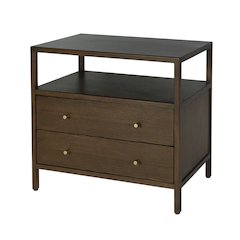 Mendel 28 in. W Rectangular Wood 2 Drawer Nightstand, Walnut