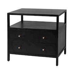 Mendel 28 in. W Rectangular Wood 2 Drawer Nightstand, Black