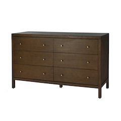 Mendel 60 in. W Rectangular Wood 6 Drawer Dresser, Walnut