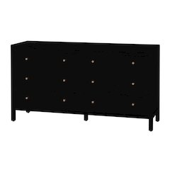 Mendel 60 in. W Rectangular Wood 6 Drawer Dresser, Black