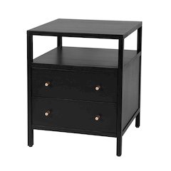 Mendel 21.25 in. W Wood 2 Drawer Nightstand, Black