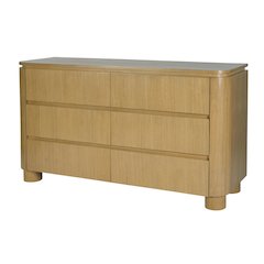 Genoa 60 in. W Rectangular Wood 6 Drawer Dresser, Light Brown