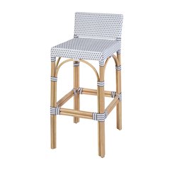Serienna 30 in. Seat Height Rectangular Rattan Low Back Bar Stool White and Gray