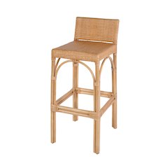 Serienna 30 in. Seat Height Rectangular Rattan Low Back Bar Stool, Natural