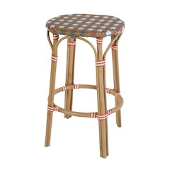 Ballito 30 in. Seat Height Oval Rattan Bar Stool with Footrest, Orange and Brown