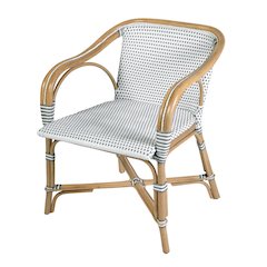 Portofino 18.75 in. Seat Height Rattan Arm Chair, White and Gray