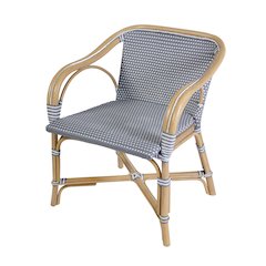 Portofino 18.75 in. Seat Height Rattan Arm Chair, Gray and White
