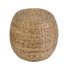 Portofino 22 in. W Water Hyacinth & Rattan Accent Stool, Natural