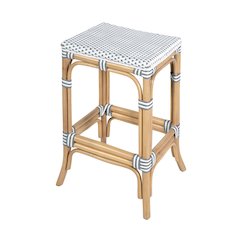 Laguna 24.5 in. Seat Height Rattan Counter Stool, White and Gray