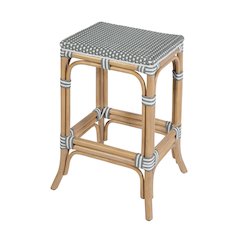 Laguna 24.5 in. Seat Height Rattan Counter Stool, Gray and White