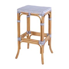 Laguna 30.5 in. Seat Height Rectangular Rattan Backless Bar Stool White and Gray