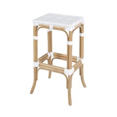 Laguna 30.5 in. Seat Height Rectangular Rattan Backless Bar Stool, Smooth White