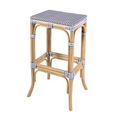 Laguna 30.5 in. Seat Height Rectangular Rattan Backless Bar Stool Gray and White
