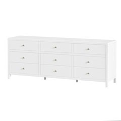 Nora 84 in. W Rectangular Wood 9 Drawer Dresser, Smooth White