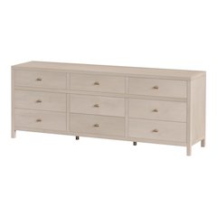 Nora 84 in. W Rectangular Wood 9 Drawer Dresser, Taupe