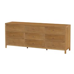 Nora 84 in. W Rectangular Wood 9 Drawer Dresser, Natural