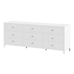 Nora 84 in. W Rectangular Wood 9 Drawer Dresser, White