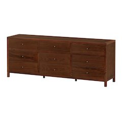 Nora 84 in. W Rectangular Wood 9 Drawer Dresser, Walnut