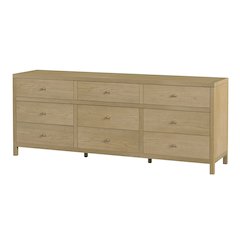Nora 84 in. W Rectangular Wood 9 Drawer Dresser, Light Brown
