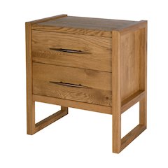 Oakley 25 in. W Rectangular Wood 2 Drawer Nightstand, Light Brown, Natural