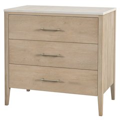 Averly 32.75 in. W Marble and Wood 3 Drawer Chest, Light Brown