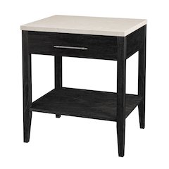 Averly 22"W Marble Top 1 Drawer Nightstand with Shelf, Black