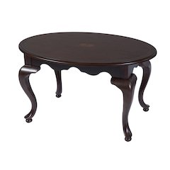 Mareo 38 in. W Oval Wood Traditional Queen Anne Coffee Table, Cherry