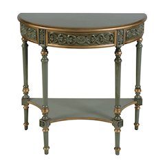 Danielle 30 in W. Demilune Wood 1 Drawer Console Table, Pastel Green