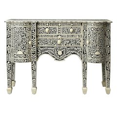 Boho Buffet Cabinet with 4 Drawers, Eclectic Sideboard, Black Bone