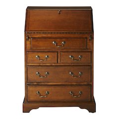 Traditional Secretary Desk with 7 Drawers, Writing Desk, Olive Ash
