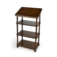 Traditional Library Stand with Storage, Wood Writing Desk, Vintage Oak