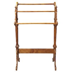 Wooden Blanket Stand with Trestle Base, Traditional Quilt Rack, Vintage Oak