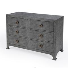Chatham Charcoal Raffia 6 Drawer Dresser, Charcoal
