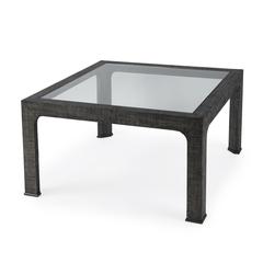 Chatham Glass and Raffia Square 36" Coffee Table, Charcoal