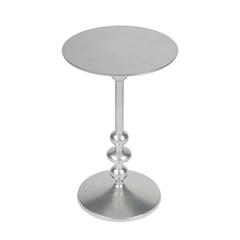 Zora Iron Pedestal Side Table, Silver