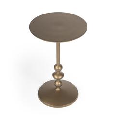 Zora Round Pedestal Side Table, Gold