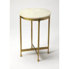 Claypool Marble Side Table, Gold, White