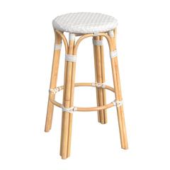 Tobias Round Rattan 30" Bar Stool, Glossy White