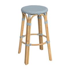 Tobias Round Rattan 30" Bar Stool, Baby Blue