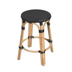 Tobias Rattan Round 24" Counter Stool, Black