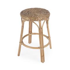 Tobias Rattan Round 24" Counter Stool, Light Brown