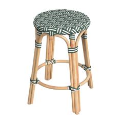 Tobias Rattan Round 24" Counter Stool, Green