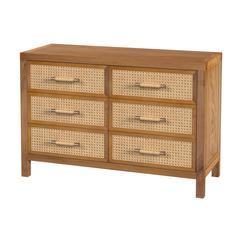 Mesa Cane and Solid Wood 6-Drawer Dresser, Natural