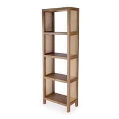 Mesa Cane and Solid Wood 4- Tier Etagere Bookcase, Natural