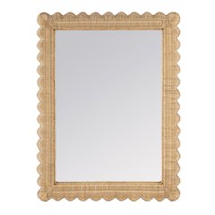 Flora Rattan Scalloped Wall Mirror, Light Brown