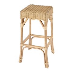 Flora Rattan Scalloped  Bar Stool, Light Brown