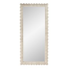 Flora 32"W x 69.5"H Rectangular Rattan Floor Mirror, Off-White