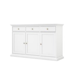 White Buffet Cabinet - Modern Living Room Cabinet with Storage and Drawers